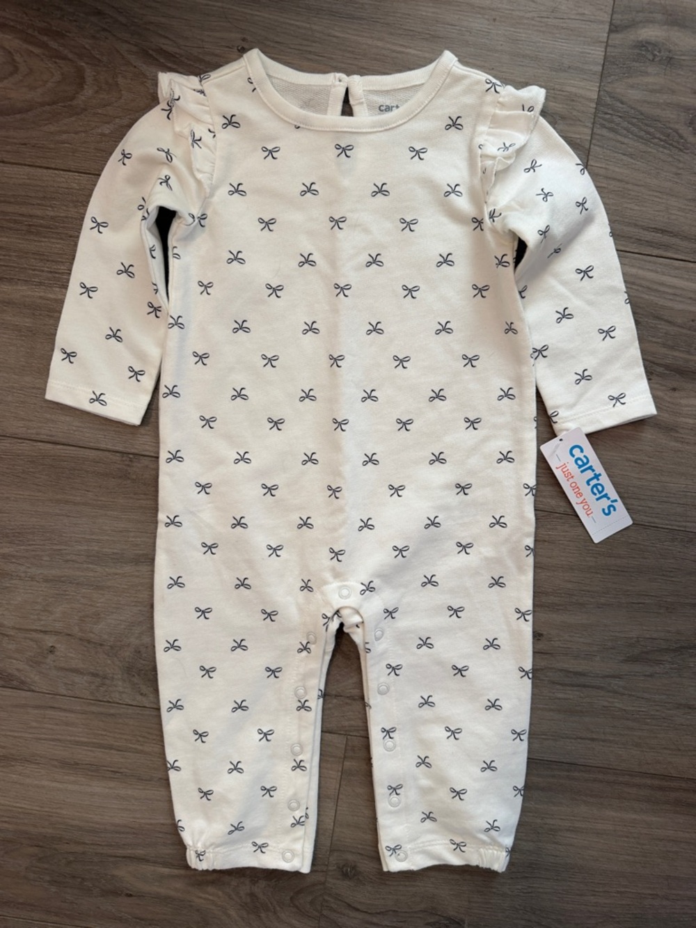 Carter's Cream One-Piece with Navy Bow Print